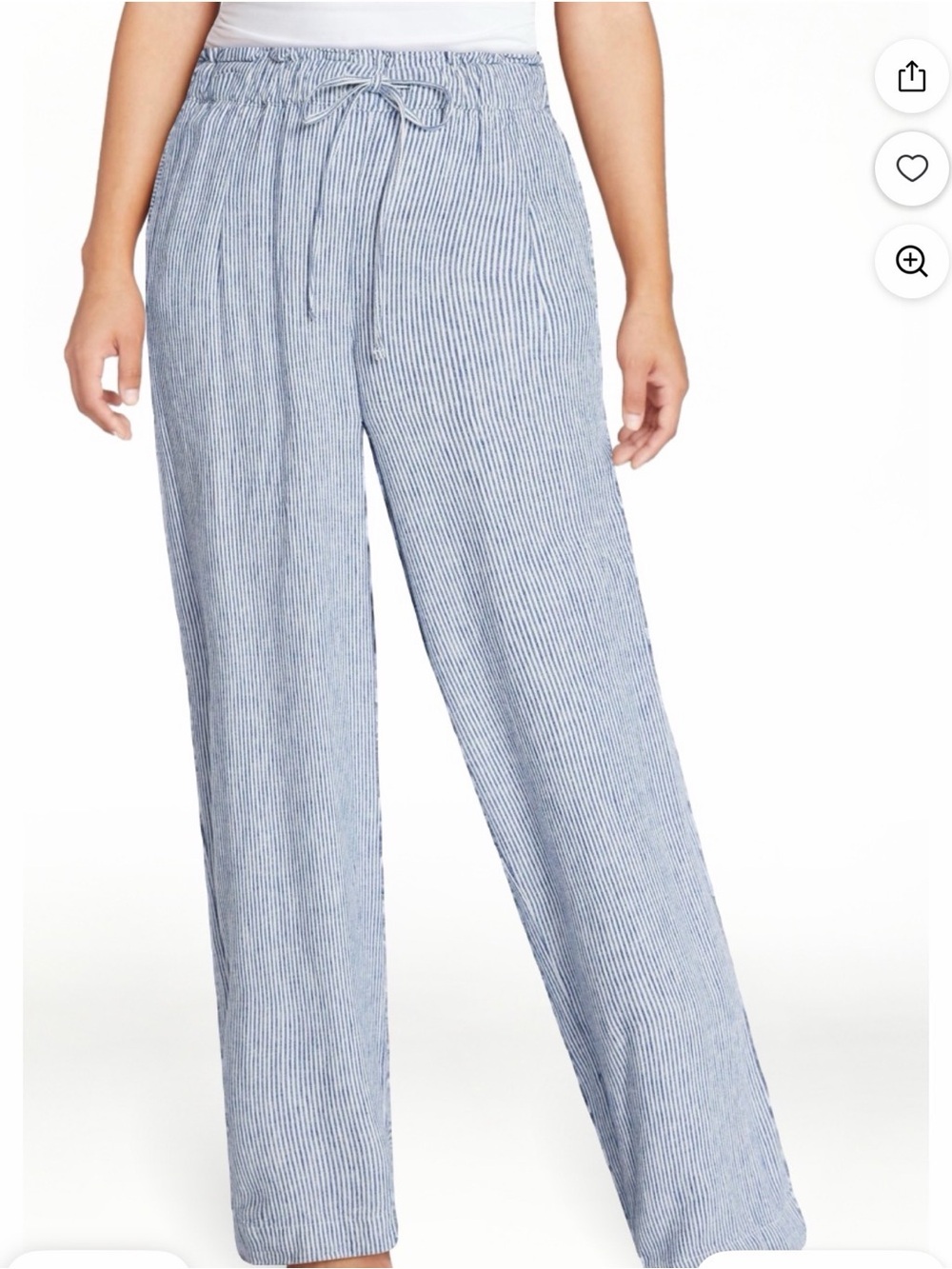 Time and Tru Light Blue Pinstripe Drawstring Wide-Leg Pants